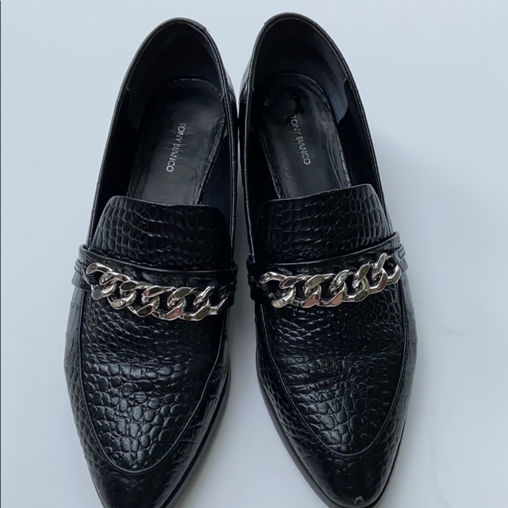 Black Moc Croc loafers